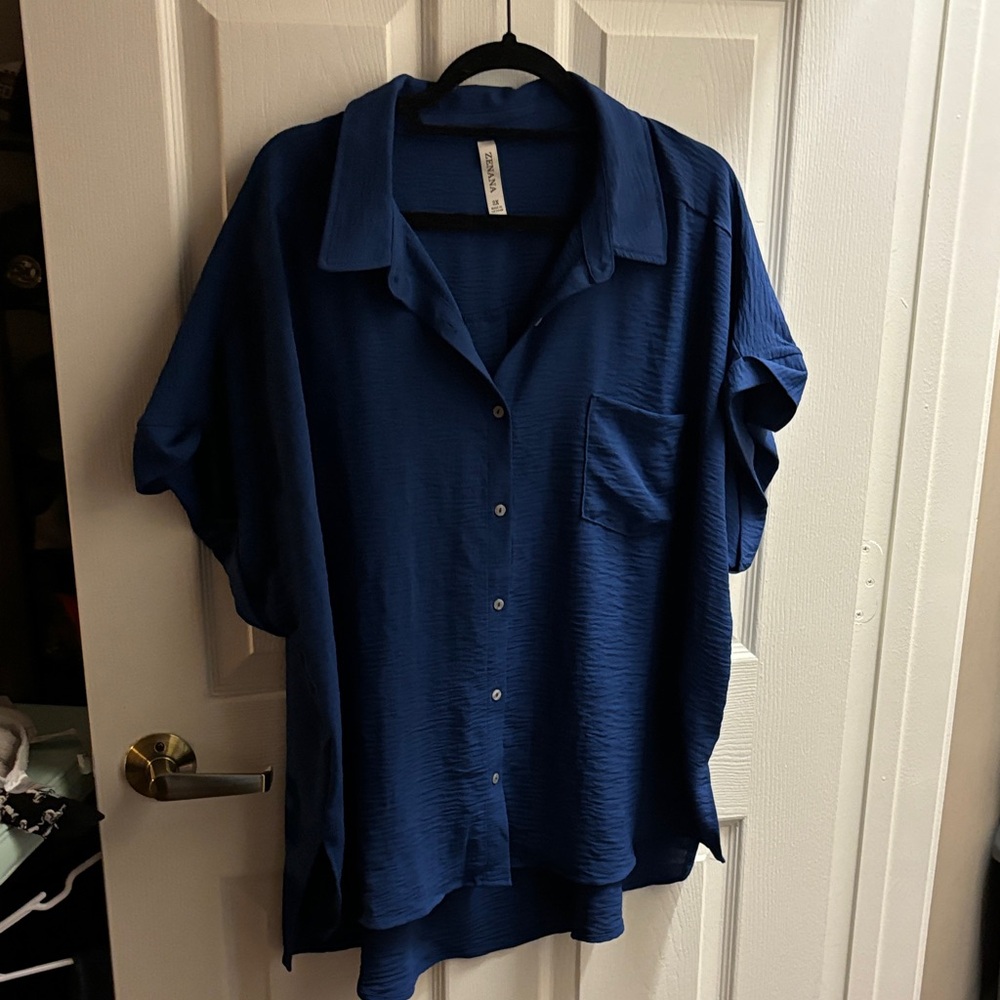 Zenana Outfitters Navy Button Down Shirt